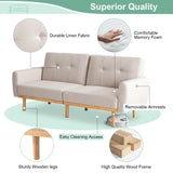 79.3" Futon Sofa Bed, Memory Foam Couches, Futon Couch with Adjustable Backrest