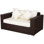 Outdoor Sofa, PE Rattan Wicker Loveseat, Outdoor Couch with 2 Throw Pillows