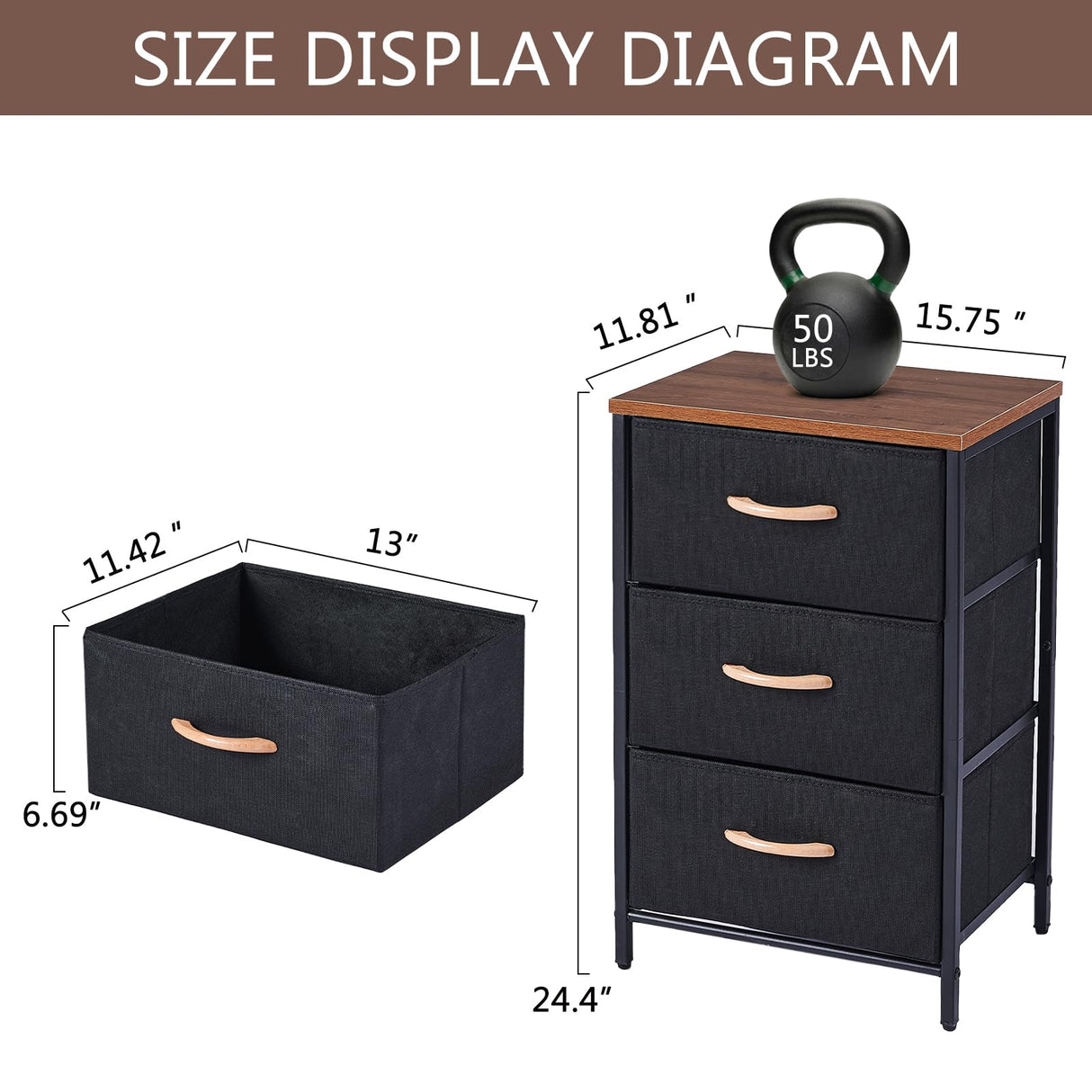 Nightstand with Drawer, Night Stand Bedside Table with Storage Drawers