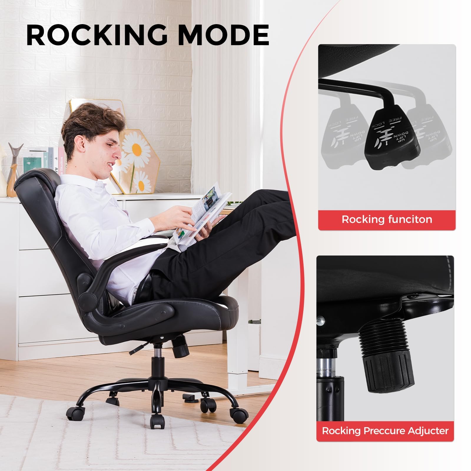 Ergonomic Office Chair with Lumbar Support - White Executive Desk Chair