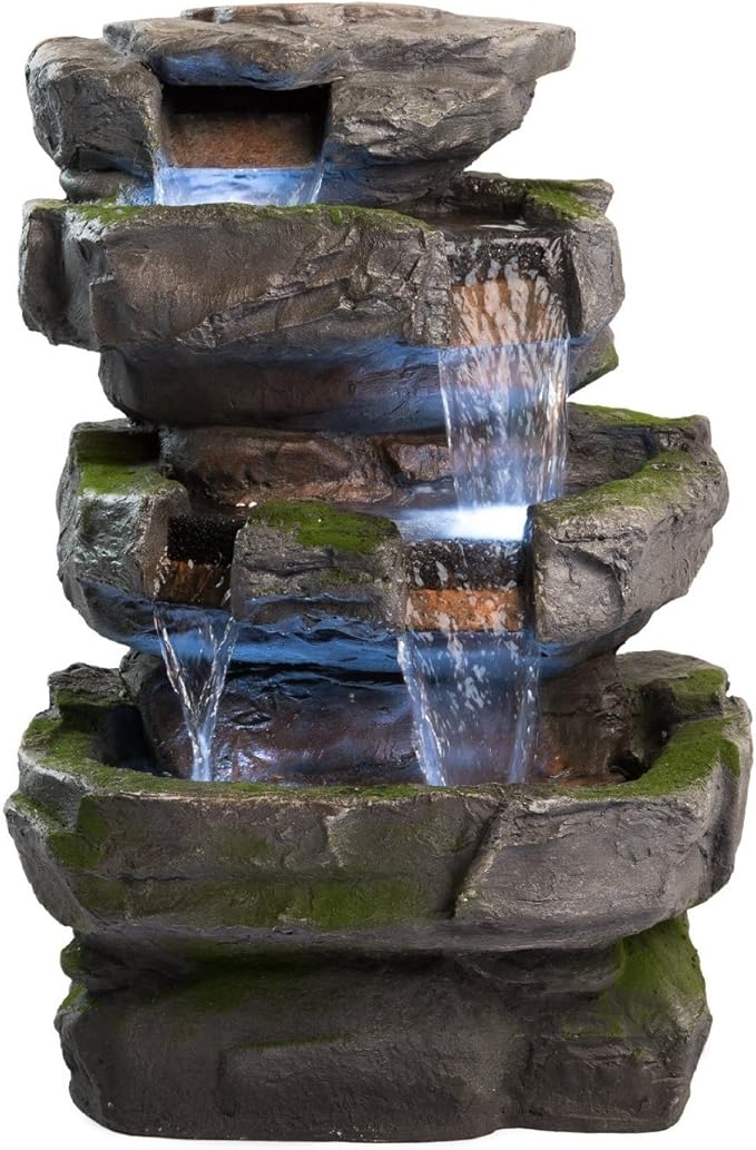 Stunning Outdoor Water Feature for Gardens & Patios. Weather Resistant w/LED Lights