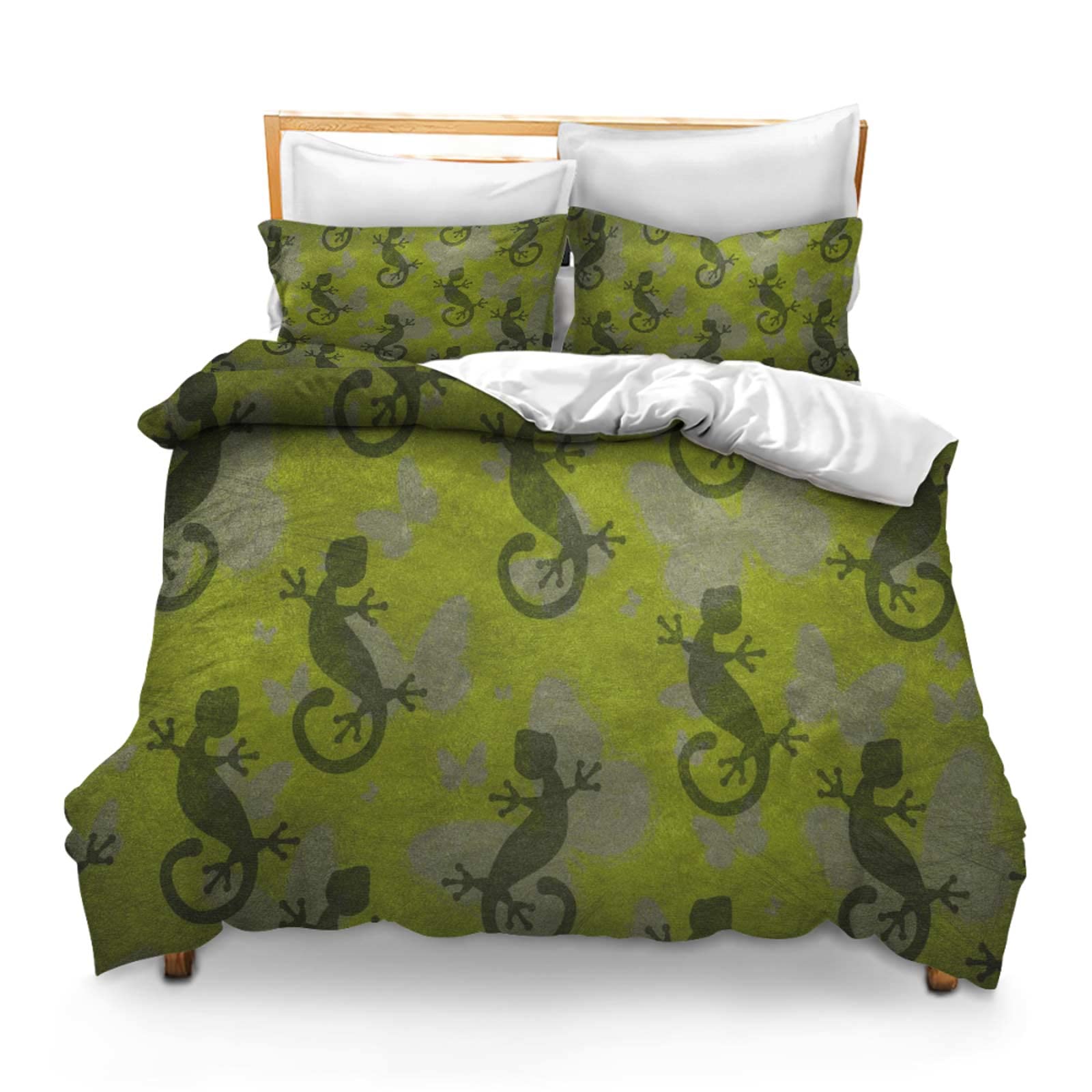 Printed Comforter Cover Set Twin Salamander Lizard Gecko Reptile Animal Background