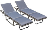 Foldable Rattan Chaise Lounge 2-Pack, 5-Angle Adjustable Backrest Patio Chairs for Beach