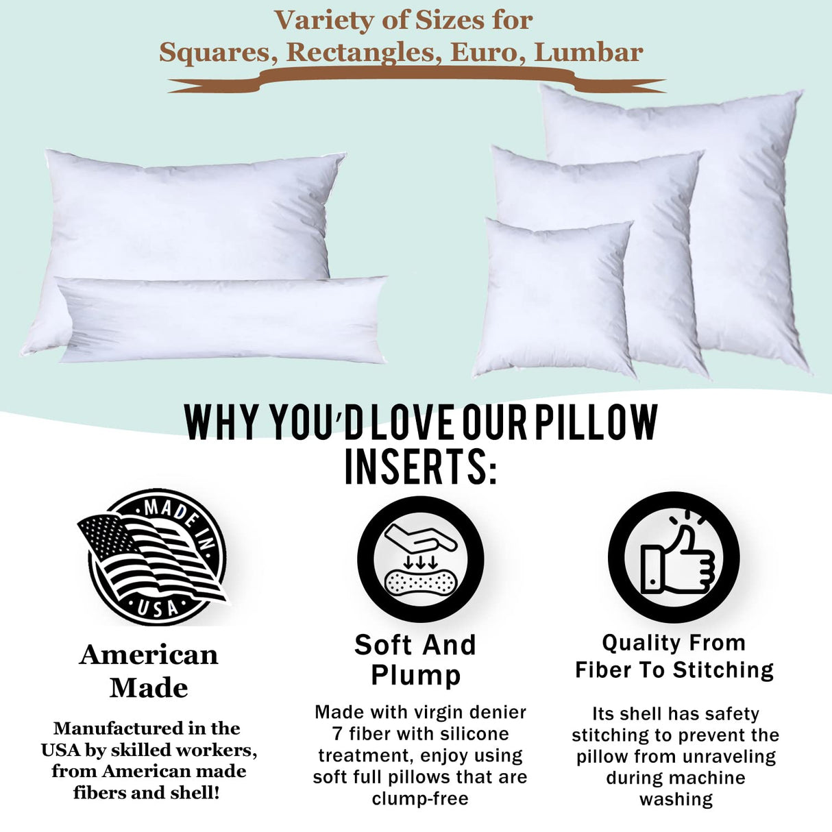 Synthetic Down Alternative Pillow Inserts for Shams - Comfy Pillows