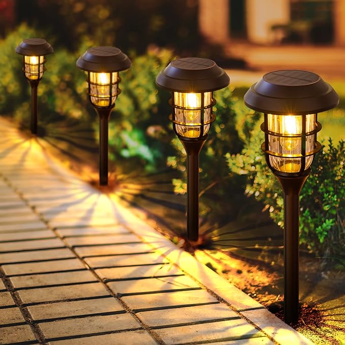 Solar Outdoor Lights, 8 Pack Bright Solar Pathway Lights Outdoor Waterproof, Up to 12