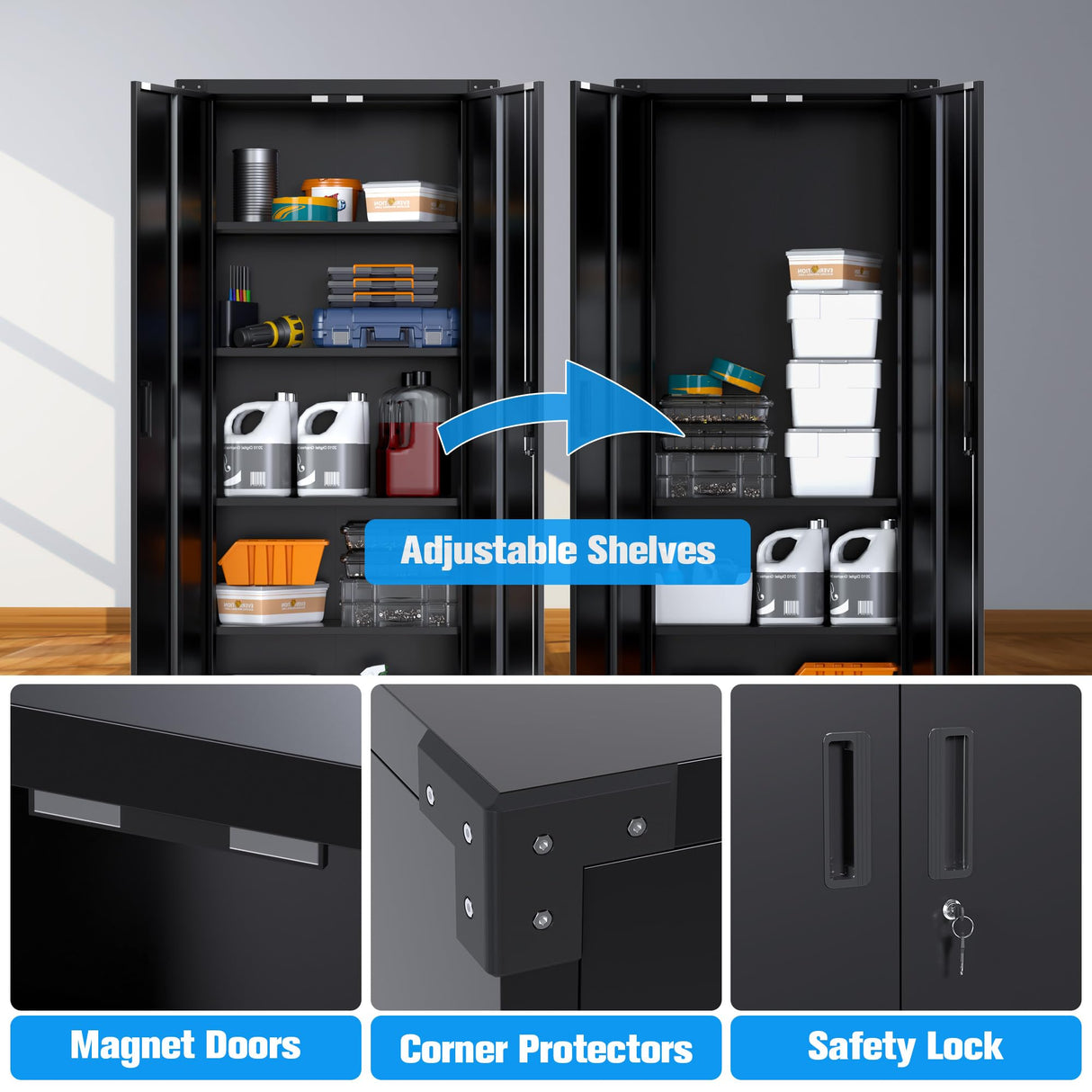 Metal Storage Cabinet with Wheels,Steel Lockable for Home and Office