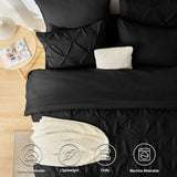 Twin Comforter Set - 5 Pieces Comforters Twin Size Black, Pintuck Bed in A Bag Pinch