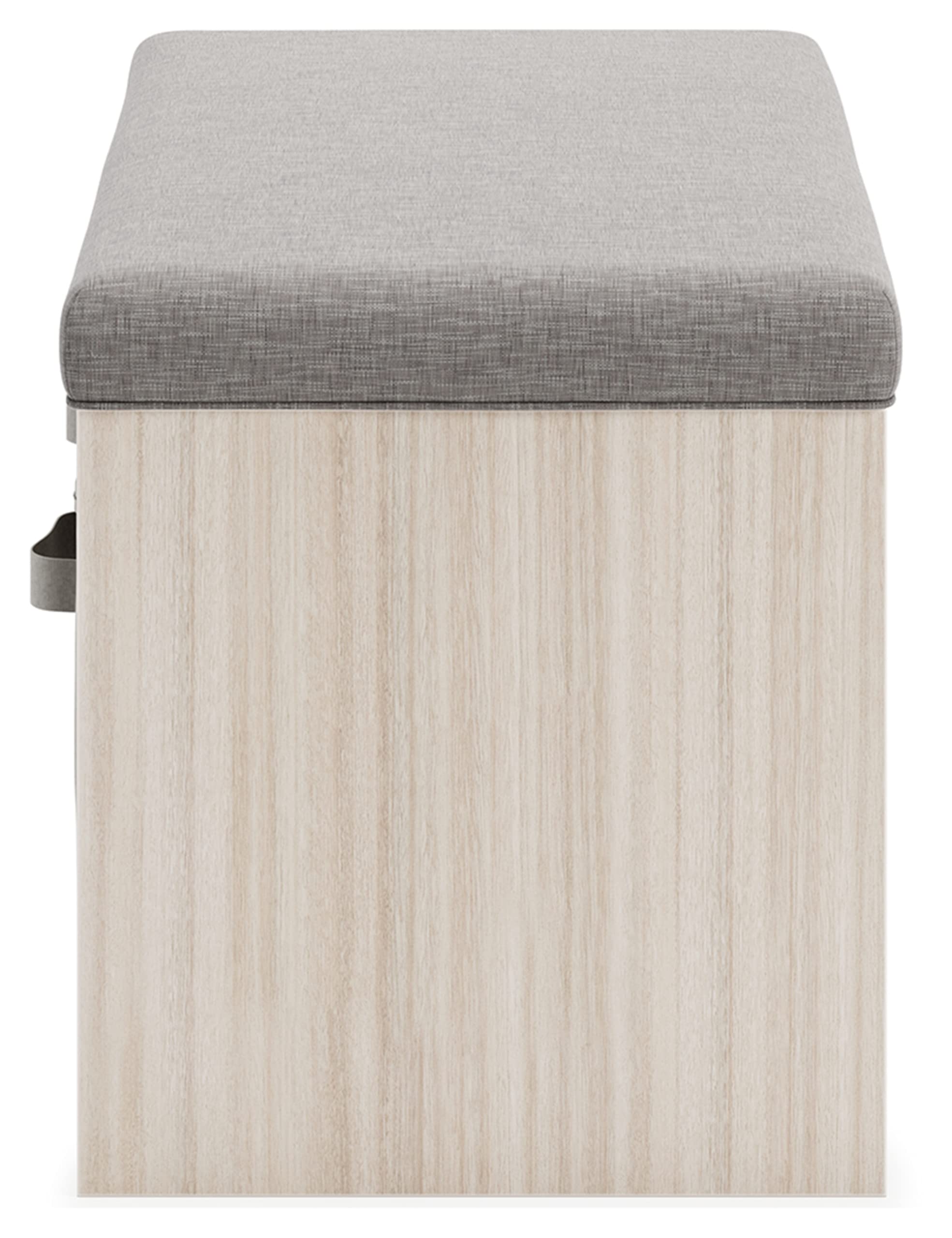 Upholstered Storage Bench with Removable Baskets, Gray