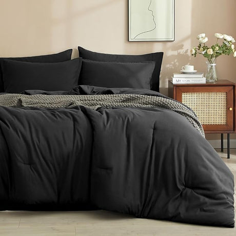 7 Pieces Queen Comforter Set, Bed in A Bag Comforter & 18" Sheet Set All Season