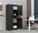 Metal Storage Cabinet with Adjustable Shelves and Drawers