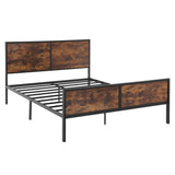 Queen Size Metal Bed Frame with Headboard, Footboard, No Box Spring Needed, Platform Bed,