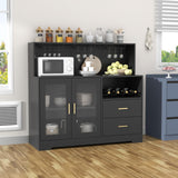 Wine Bar Cabinet with LED Light, Home Coffee Cabinet with Wine and Glass Rack