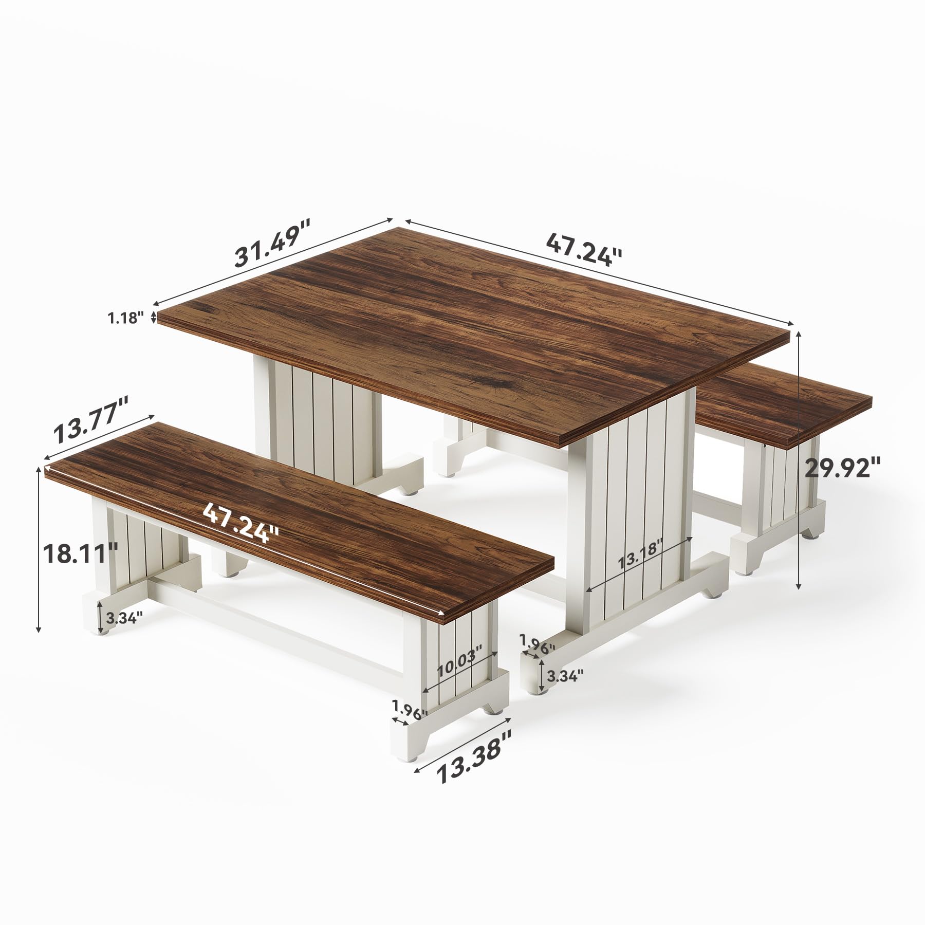4-Person Dining Table Set with Benches