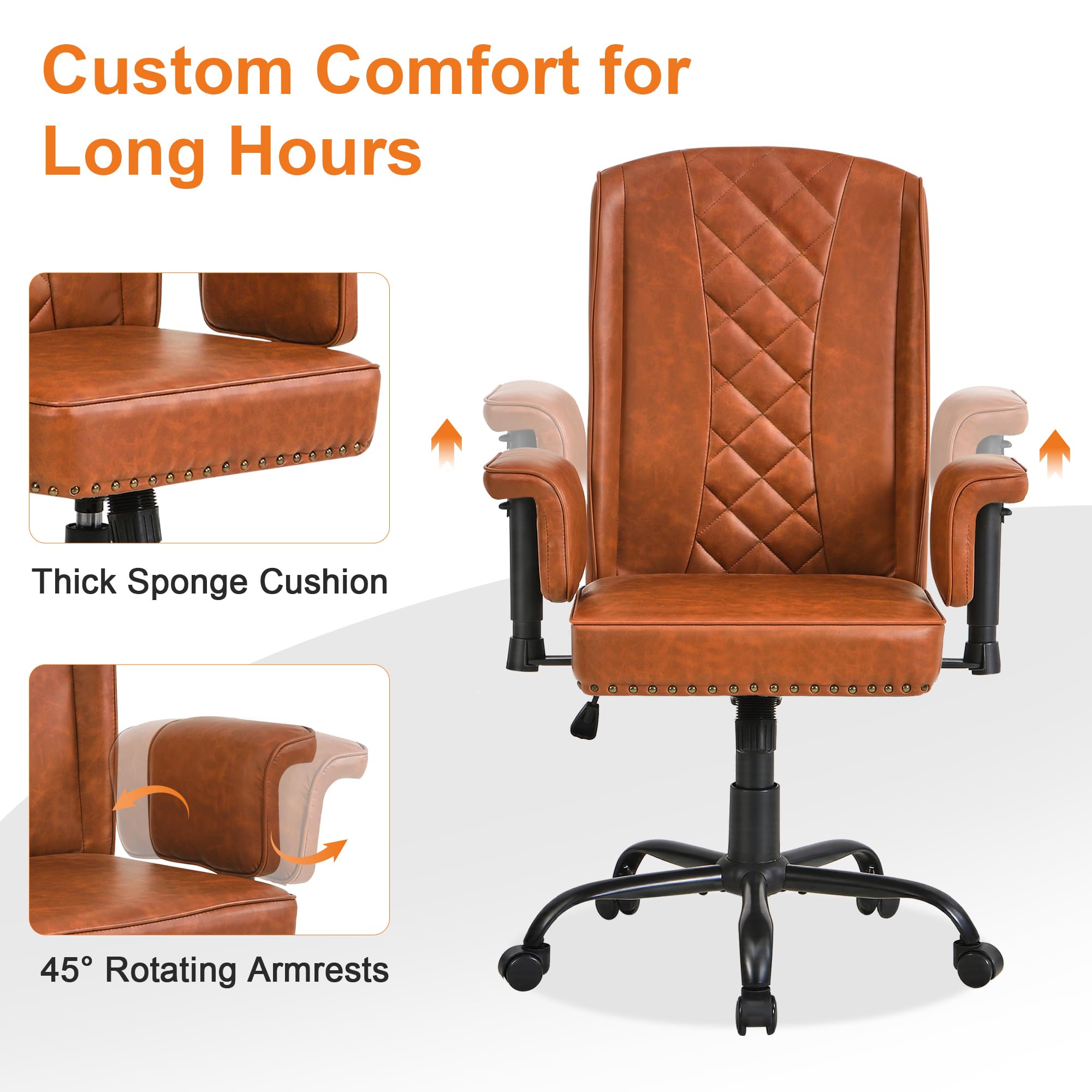 Ergonomic Office Chair with High Backrest and Adjustable Armrests