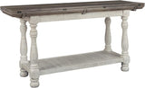 Havalance Farmhouse Rectangular Coffee Table, Gray & White with Weathered Finish