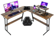 L Shaped Gaming Desk, Computer Corner Desk with Monitor Riser Stand