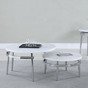 Nesting Coffee Table White and Chrome 722968