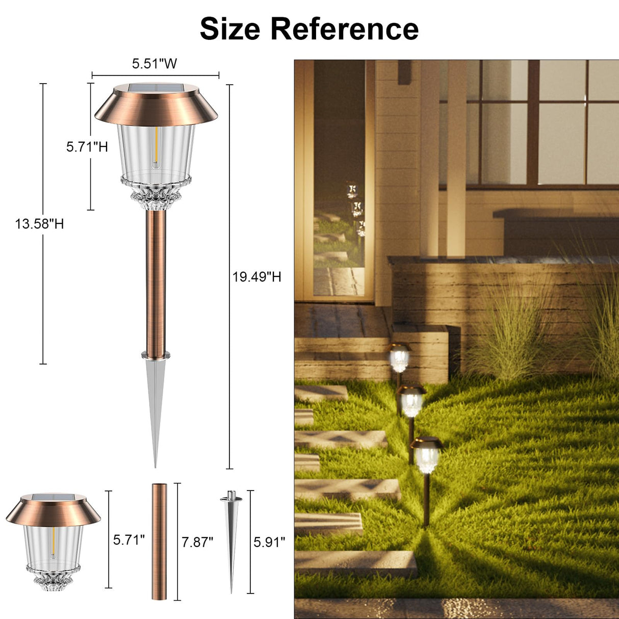 Solar Lights Outside Waterproof - 4 Pack Auto On/Off 10-40 LM Dimmable Outdoor Solar