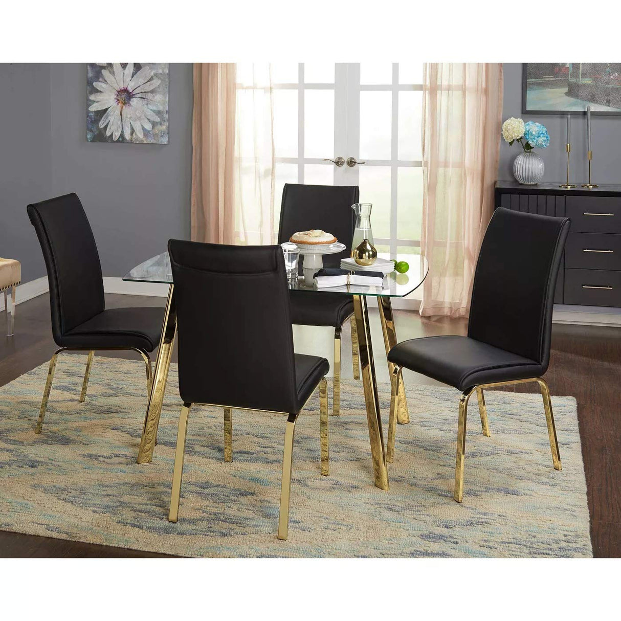 Target Marketing Systems Uptown 5-Piece Dining Top with Upholstered Parsons,