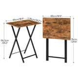 Folding TV Tray Tables, Set of 2 Side Table for Small Space, Industrial Snack Tables