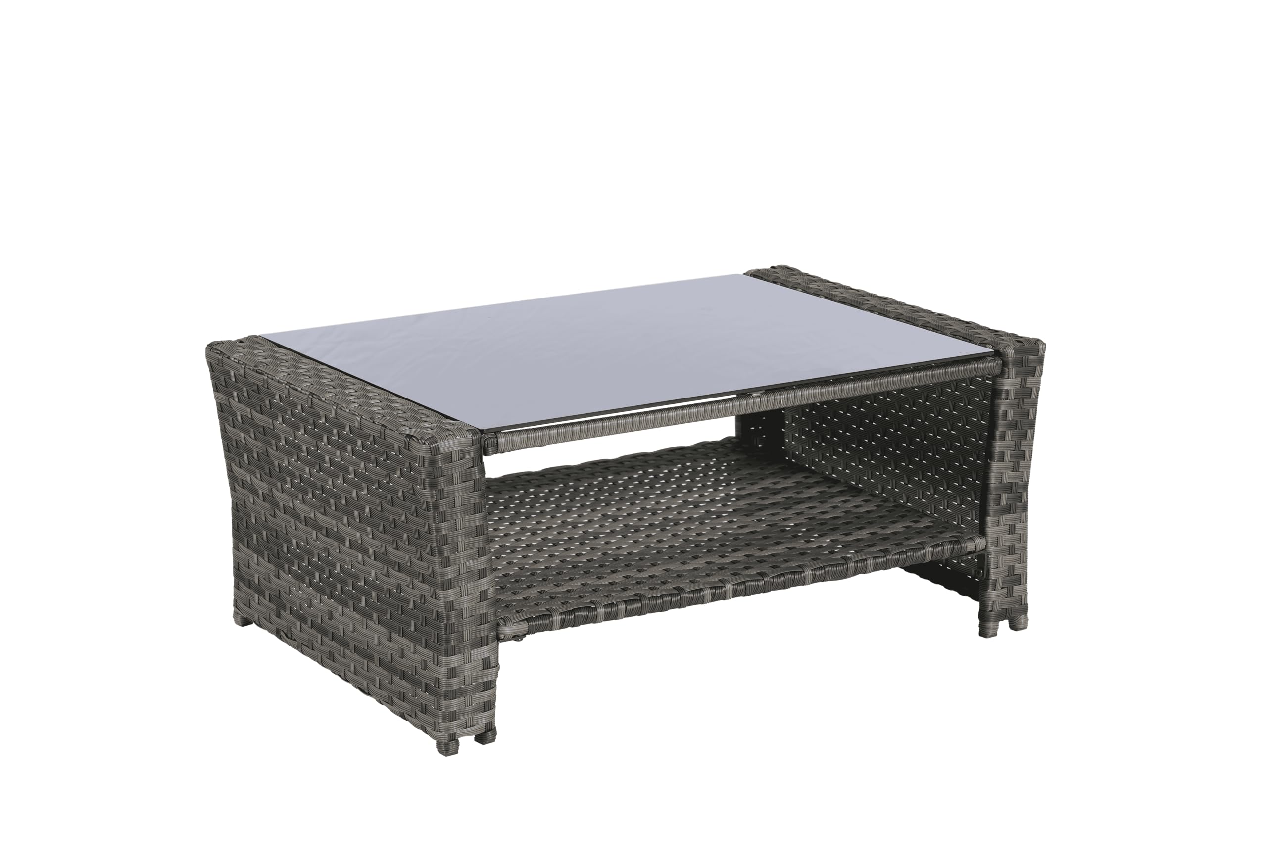 4-Piece Outdoor Patio Furniture Set: Rattan Wicker Chairs, Tempered Glass Coffee Table