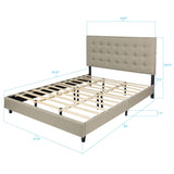 Madison Queen Upholstered Bed Frame with Headboard/Build in LED Light and USB