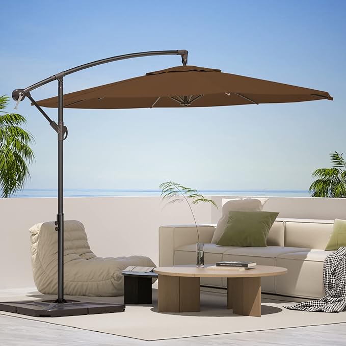 10ft Patio Umbrellas Offset Outdoor Cantilever Hanging Umbrella w/Infinite Tilt