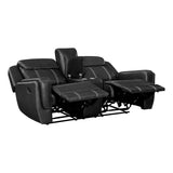 Modern Double Reclining Loveseat, Faux Leather Recliner Loveseat With Headrest