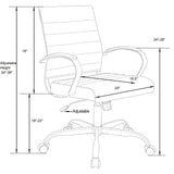 Mid-Back Ergonomic Office Chair - White Leather with Lumbar Support