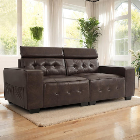 83.8” Leather Sofa Couches for Living Room, Modern 3 Seater Comfy Sofa,