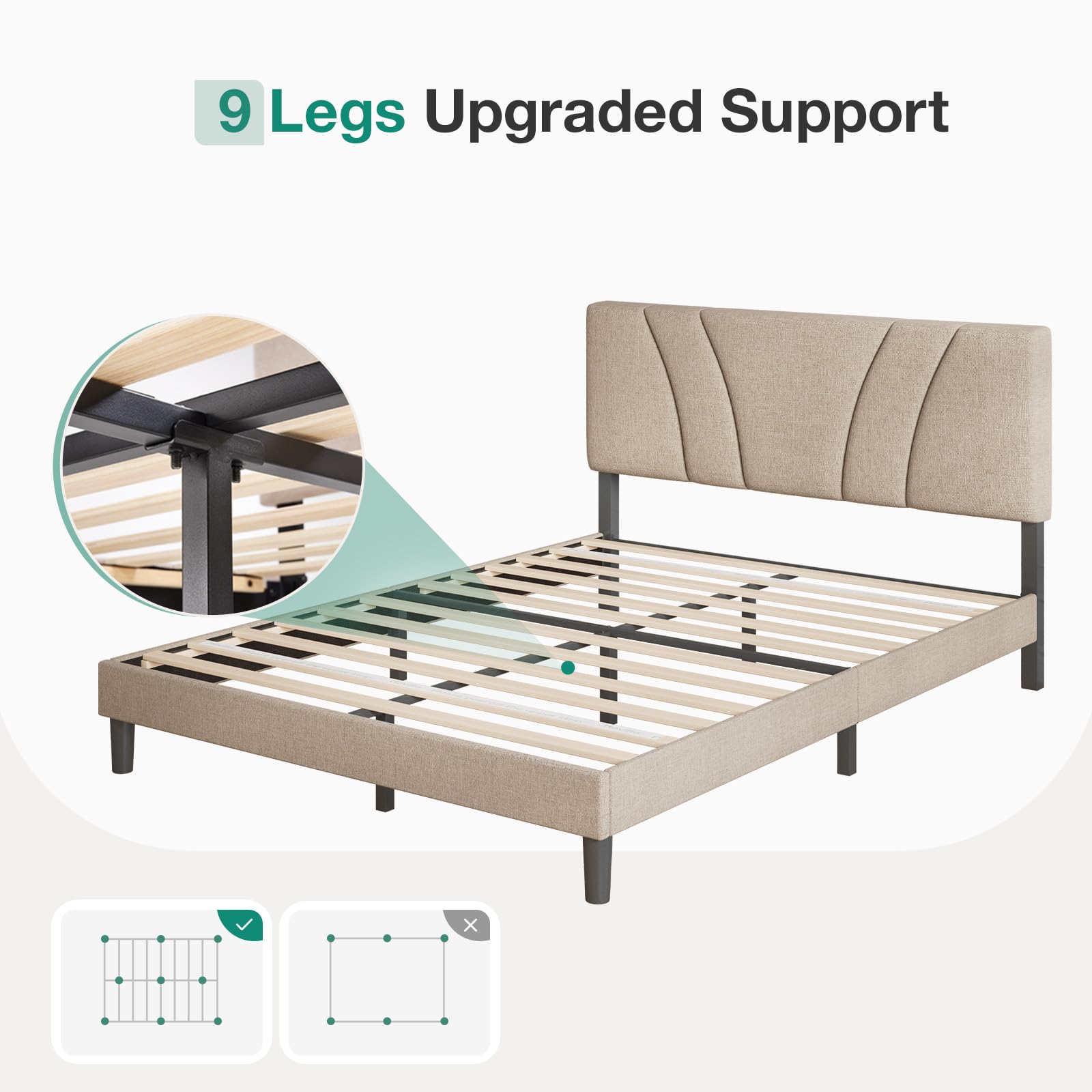 Full Size Bed Frame with Adjustable Headboard Platform Bed Frame Full Size