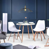 Modern Dining Table, Round Engineered Wood Top, MDF, 32' Dia, 28.34' H, White, 2 Seats