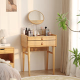 Vanity Desk, Modern Small Dresser with Adjustable-Angles Mirror & 2 Storage Drawers, Dressing Table for Girls, Small Space, Bedroom, Wood