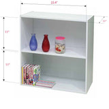 White Wood 2-Tier Shelf Bookcase Storage Organizer