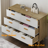 6 Drawer Dressers, Long White Dresser for Bedroom, Wood Dresser & Chests of Drawers