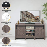 TV Stand with Sliding Barn Doors, Modern Farmhouse Wood Entertainment Center