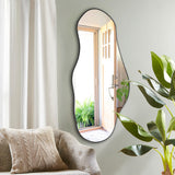 DAOYIJIAJU Large Irregular Shape Mirror, Big Asymmetrical Oblong Mirror, Modern Cloud Shaped Organic Mirror for Living Room Bathroom Bedroom Entryway Fireplace, 47.2"x21.4"