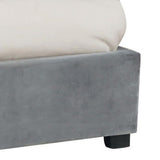 ESA Queen Panel Bed, Vertical Channeled Headboard, Velvet Upholstery, Gray and Black