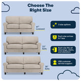 Serta Copenhagen 61" Rolled Arm Sofa, Easy Care Polyester, Soft Pillow Back, Pocket Coil Seat Cushions, Removable Covers, Loveseat or Couch for Small Spaces, Living Rooms or Bedrooms, Light Gray