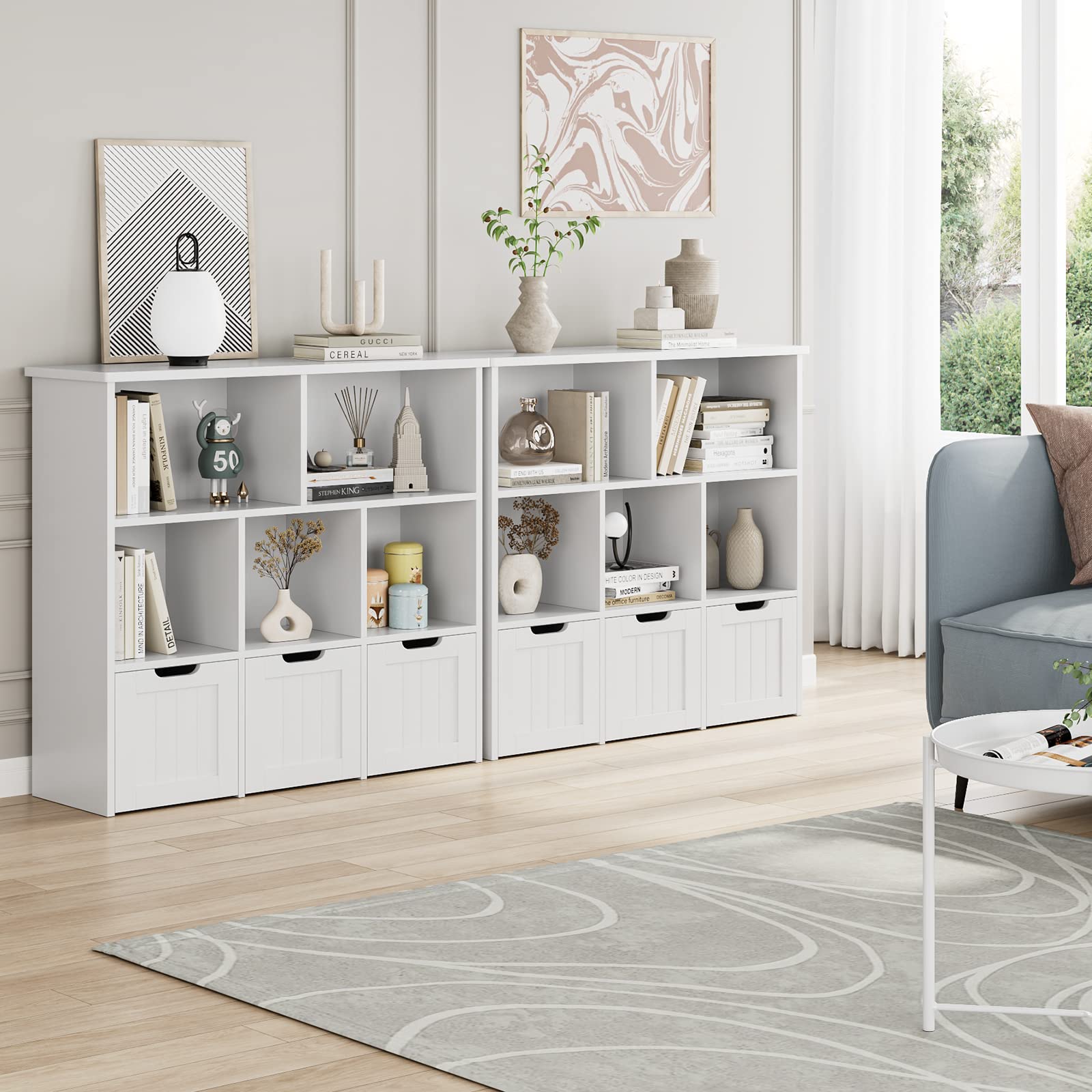 Toy Storage Organizer with 3 Movable Drawers, Floor Storage Cabinet Toy Chest