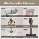 Modern Buffet Lamps Set of 2 - Marble Base with Brass Finish