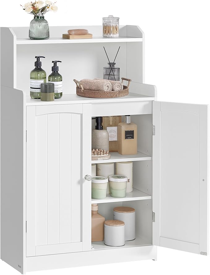 Bathroom Storage Cabinet, Bathroom Floor Cabinet with 2 Doors, 2 Adjustable Shelves