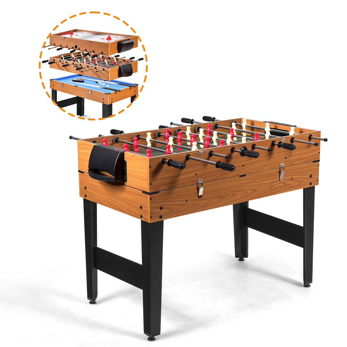 3 in 1 Game Table, 49 in Multi Game Table with Foosball Hockey & Billiards