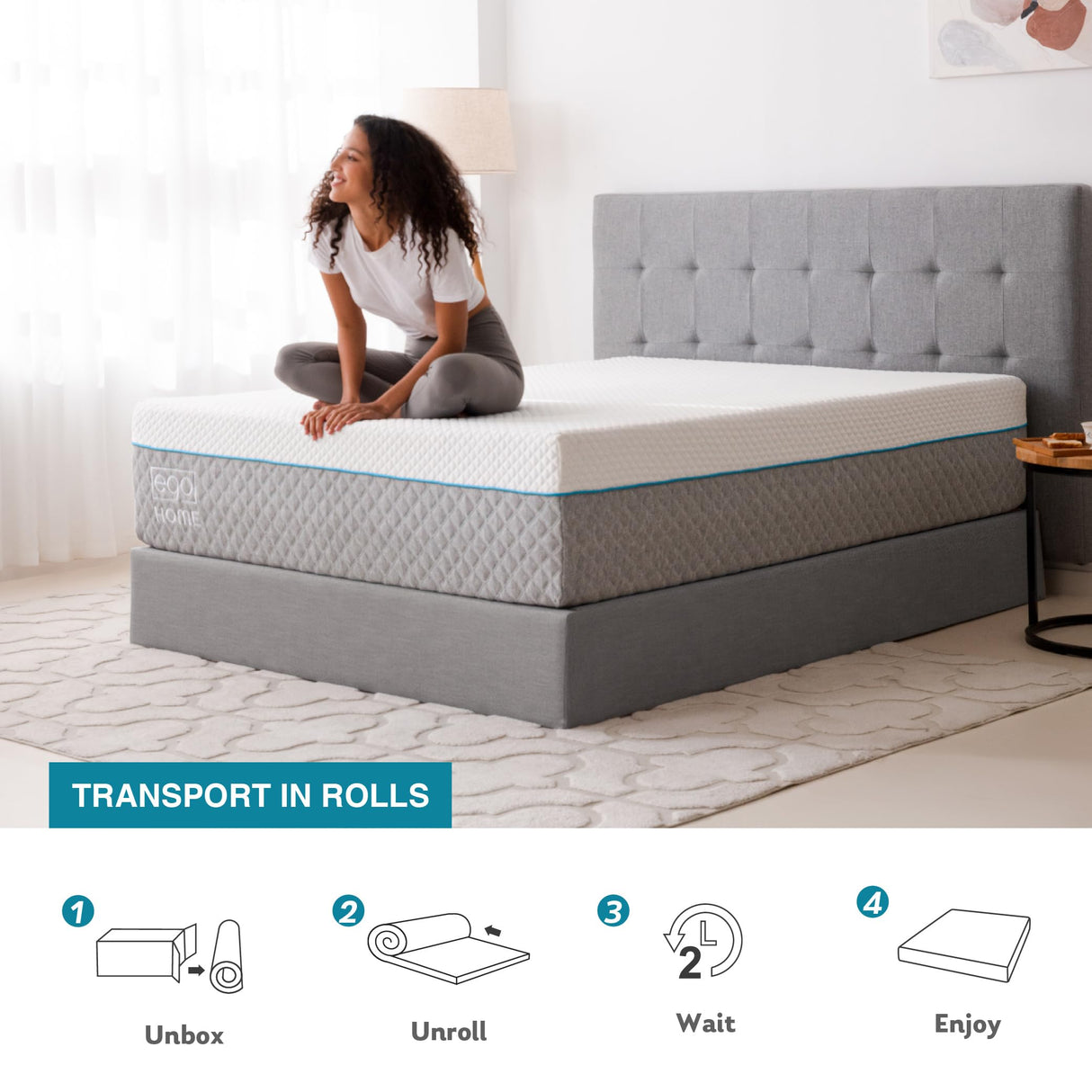 King Mattress 14 Inch, Charcoal Gel Memory Foam Mattress Bed in a Box