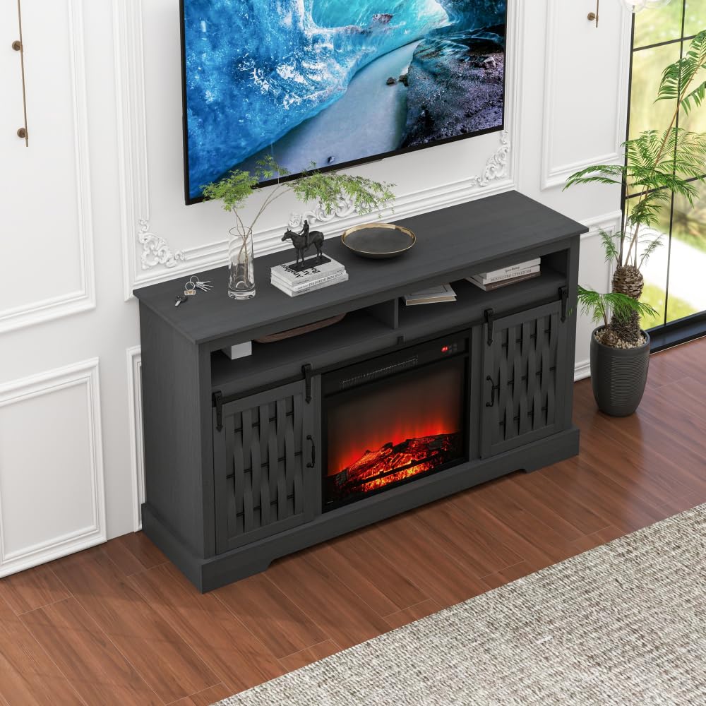 Fireplace TV Stand for TVs up to 65", Entertainment Center with 23" Electric Fireplace,