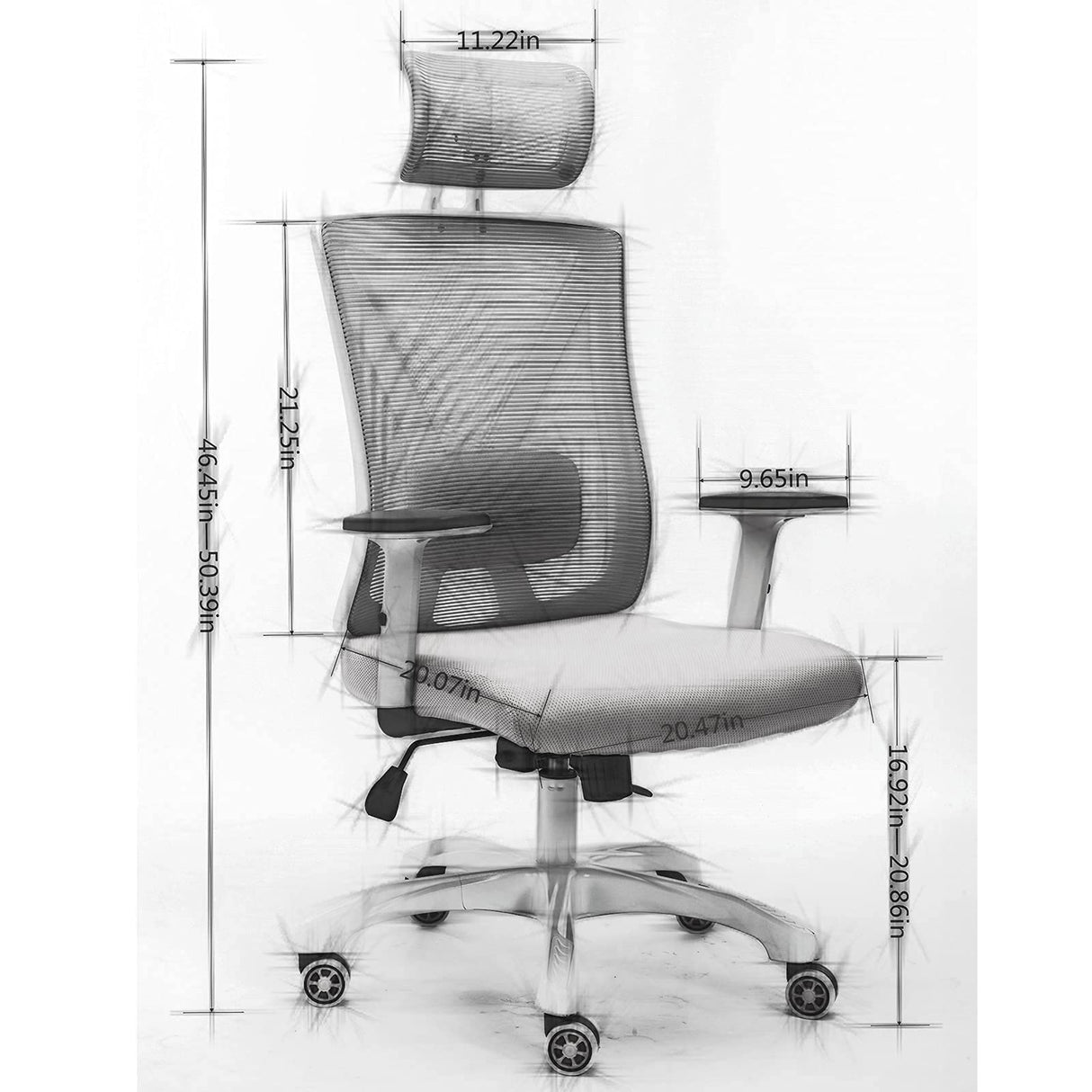 Home Office Chair with Adjustable Lumbar Support and Armrests Headrest Breathable