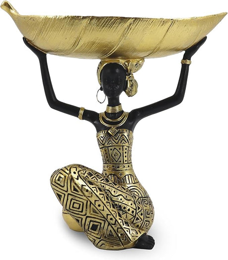 African Tribal Lady Holders Figurine, African Statue Home Decoration