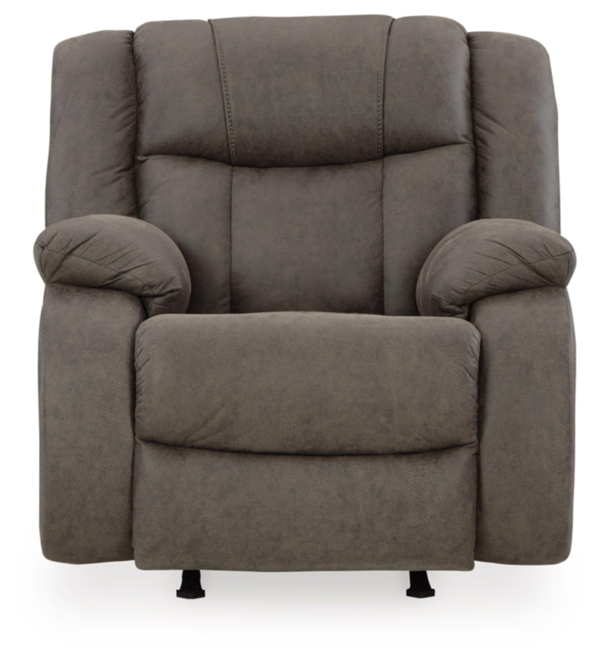 Design by Ashley First Base Modern Faux Leather Rocker Recliner, Gray