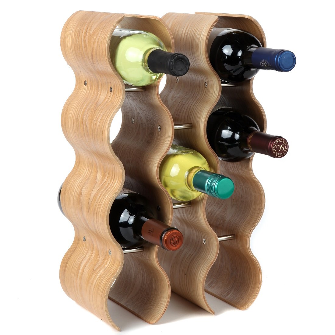 Countertop Wave Wine Rack, Wood, Elegant and Modern, Table Top Wine Storage