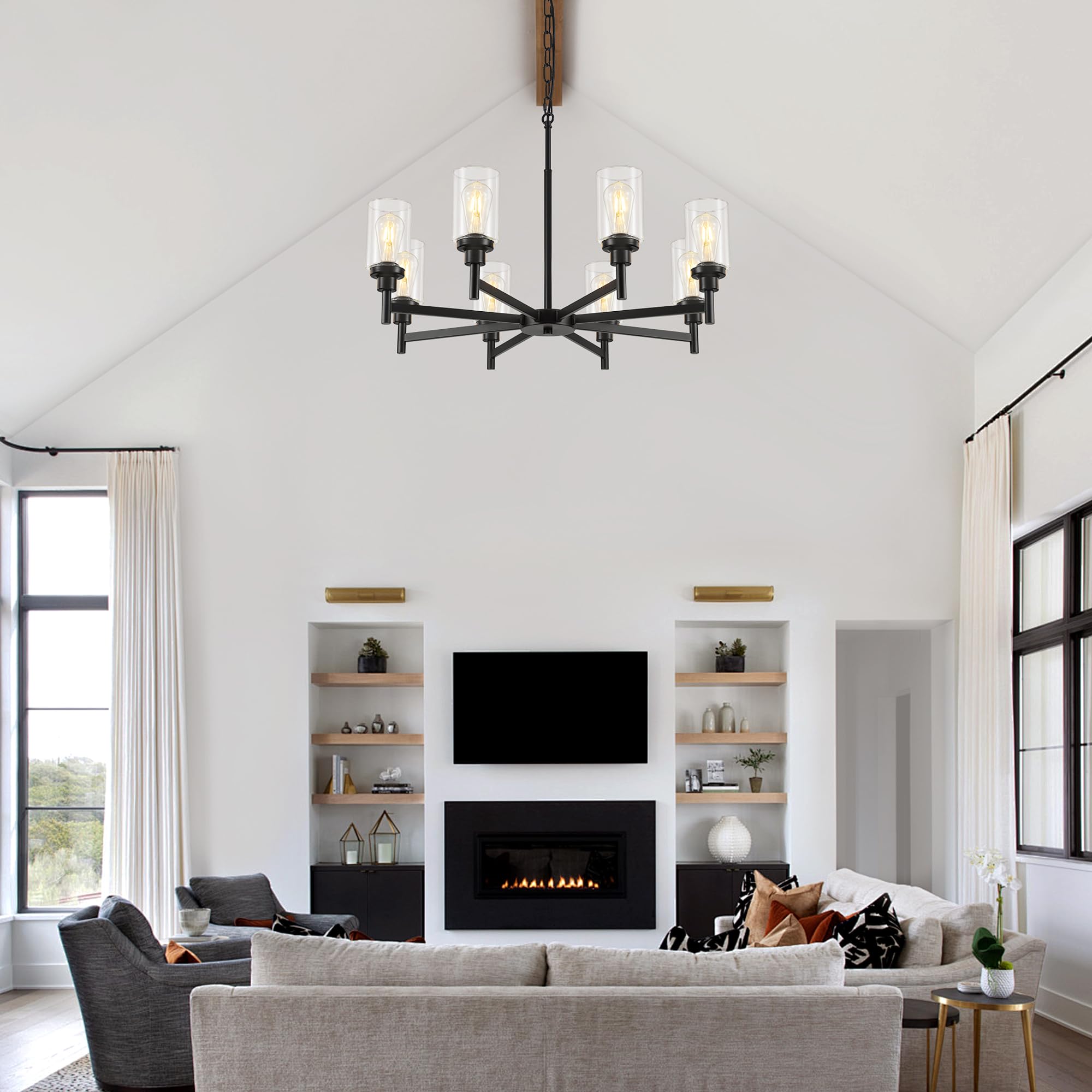 8-Light Modern Farmhouse Chandelier for Dining Room Light Fixture Over Table